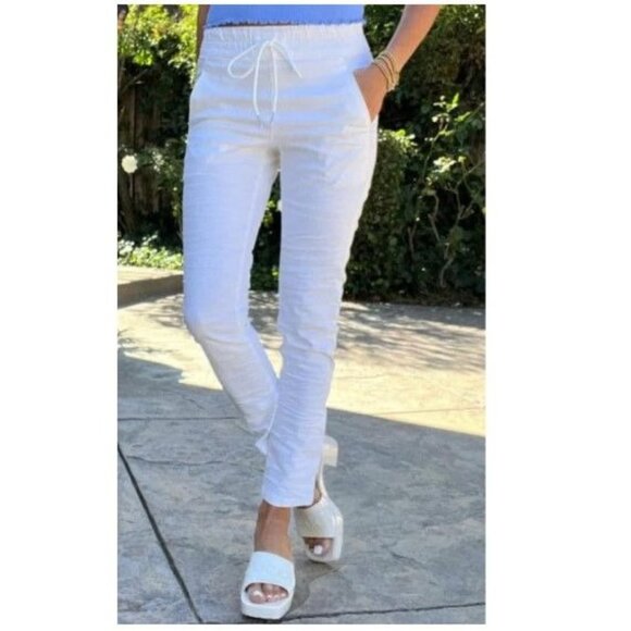 Bevy Flog Shely Drawstring Pant in White Original Size 29 Travel Pant - Picture 1 of 11